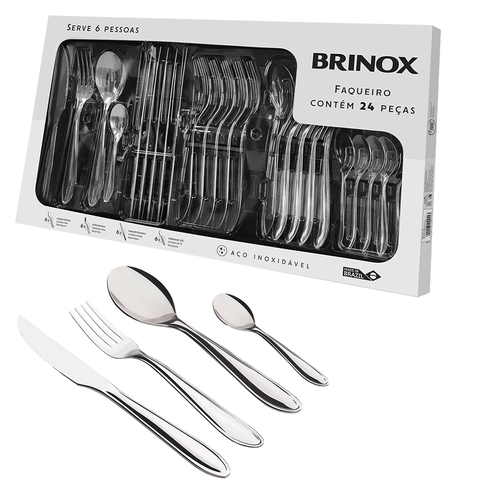 Faqueiro 24 Peças Brinox Inox Lyon