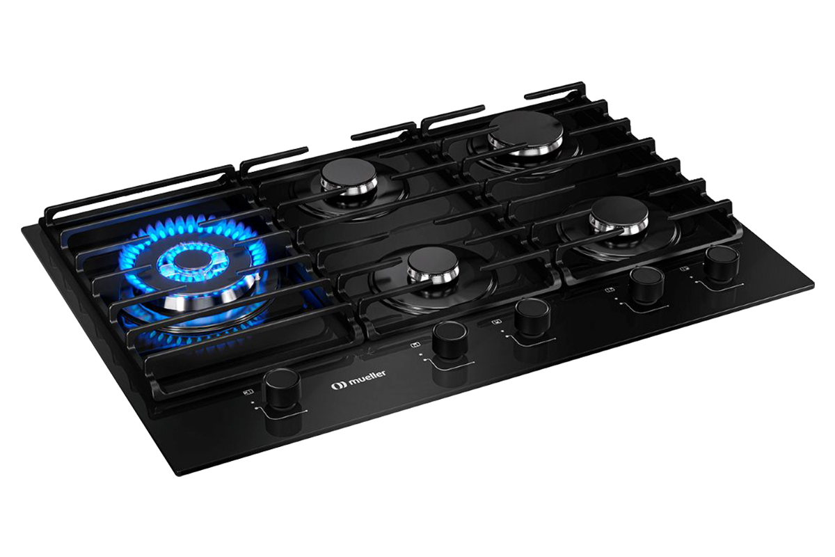 Cooktop A Gás Mueller Mesa De Vidro 5 Bocas Mcg5bm - Preto - Bivolt