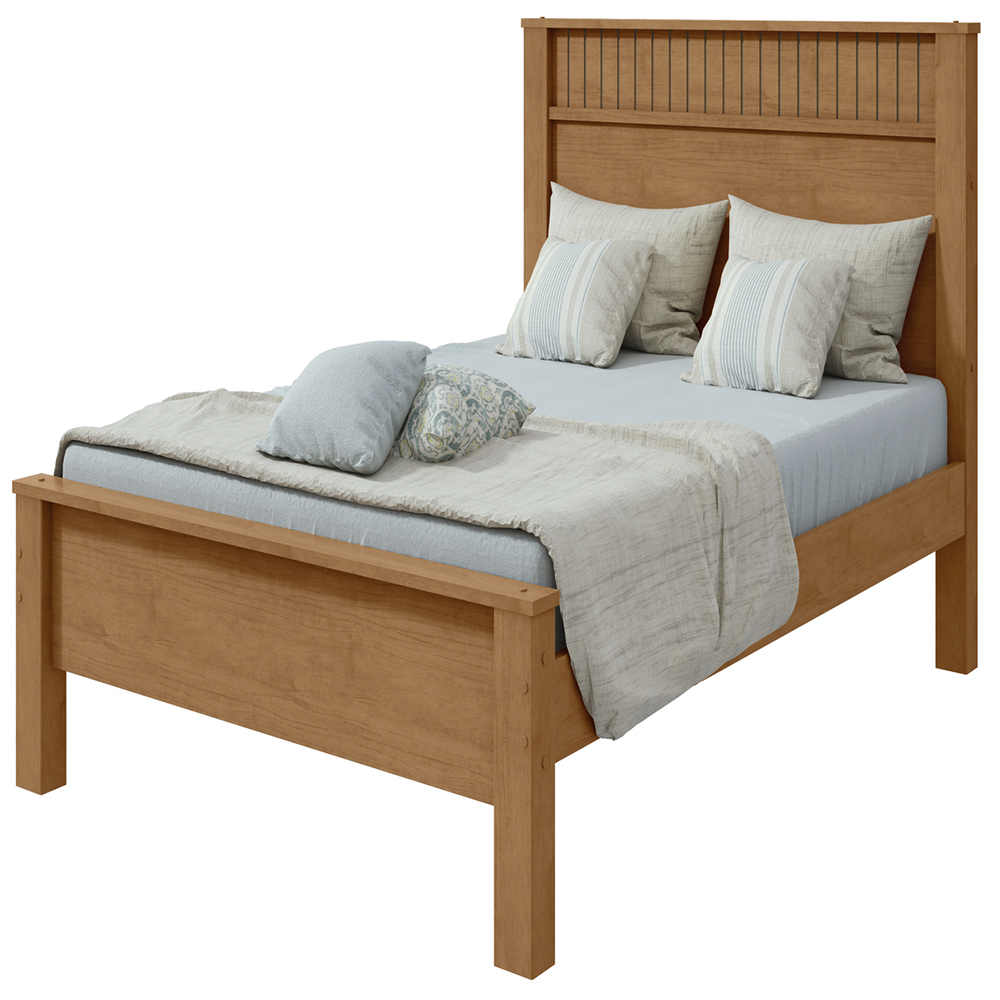 Cama Casal Athenas Mdp E Mdf Cabeceira Alta Lopas - Amendoa Clean