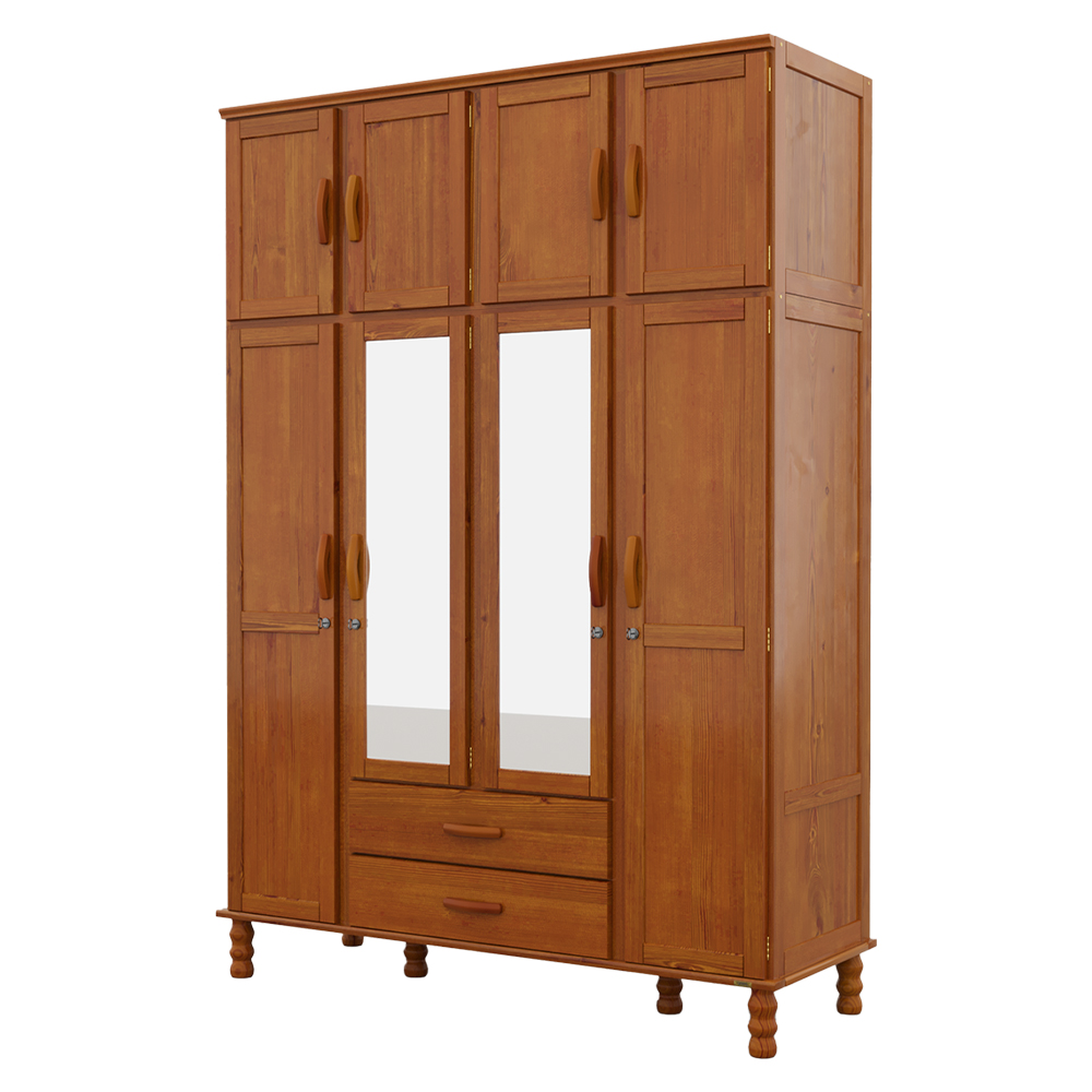 Guarda-Roupa Solteiro 8 Portas Bater 2 Gavetas Casual Serpil - Cedro Acetinado