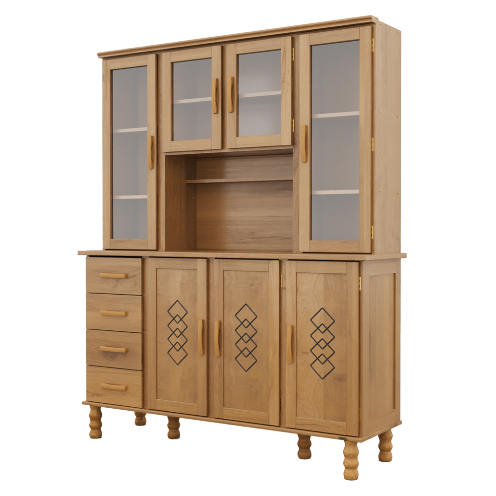 Cozinha Compacta 7 Portas 4 Gavetas Entalhe Serpil - Imbuia-Acetinado