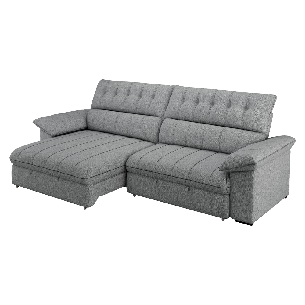 Sofá Retrátil E Reclinável 300cm Besthouse Torino - Cinza