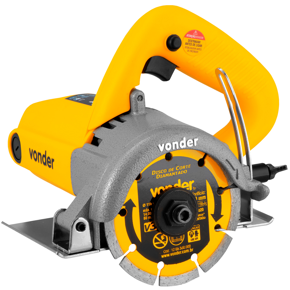 Serra Mármore Vonder 4.3/8" Polegadas 1300W Smv1300 - Amarelo/Preto - 220 Volts