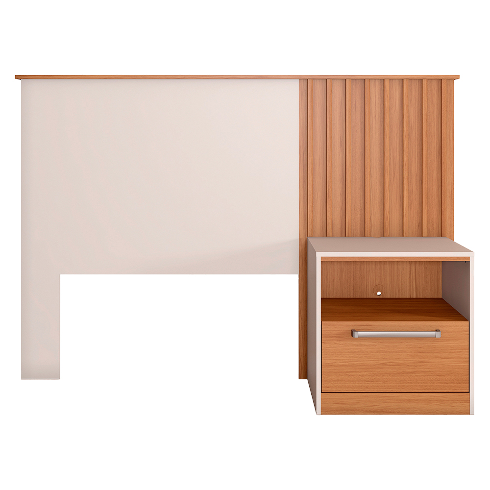 Cabeceira Solteiro Com Mesa De Apoio Lucila Caemmun - Freijo/Off White