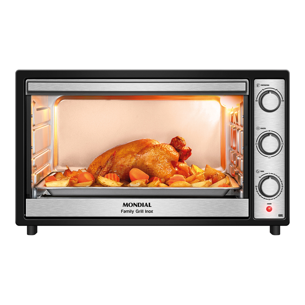 Forno 60l Mondial Preto/inox - Elétrico - Family Grill - 220v - Frn-60-bi